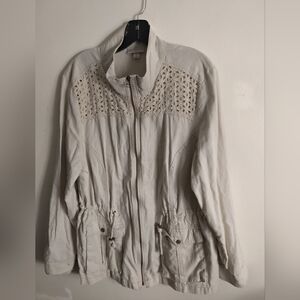 Women's Cream Jacket with Eyelet Detail